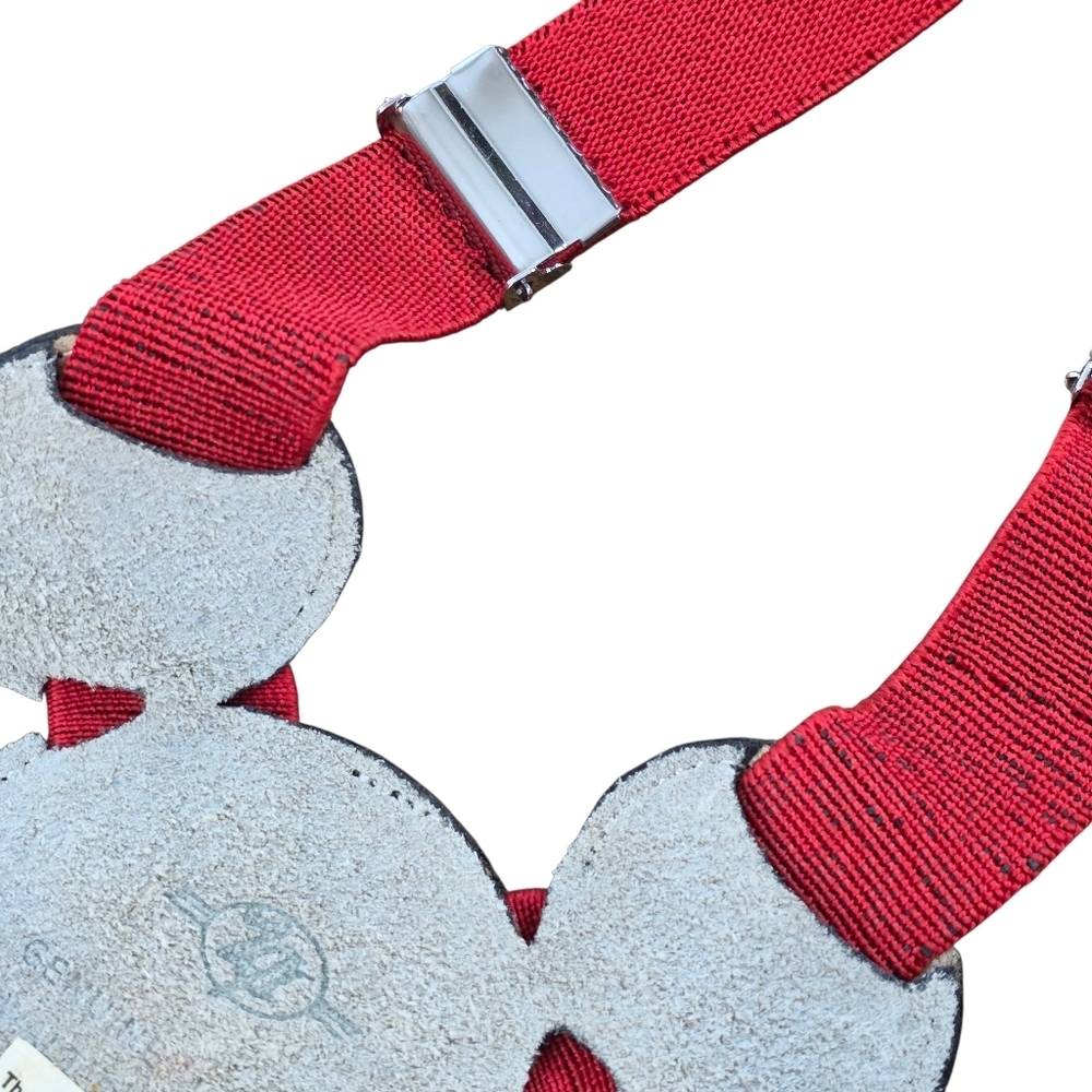 New Oldstock Vintage 90s Disney Mickey Mouse Leather Suspenders Red Korea Made - Picture 7 of 7